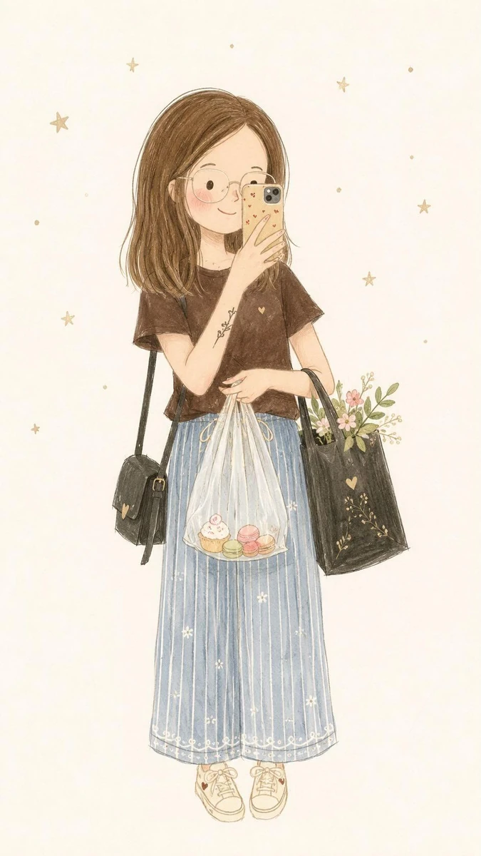 Transform the photo into a delicate minimalist hand-drawn children’s illu...
