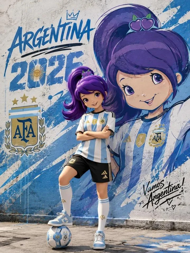 Ultra-detailed street-art football poster featuring a cute stylized carto...