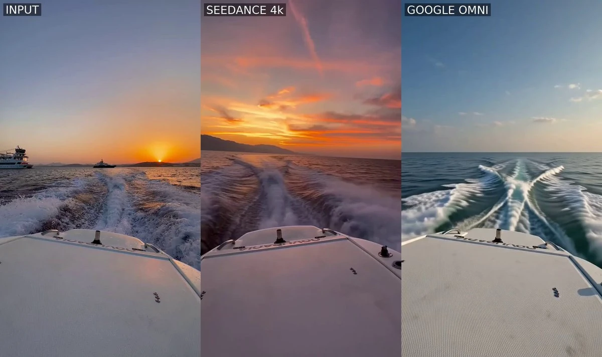 Replace the background with an enormous sea creature pursuing the boat. H...