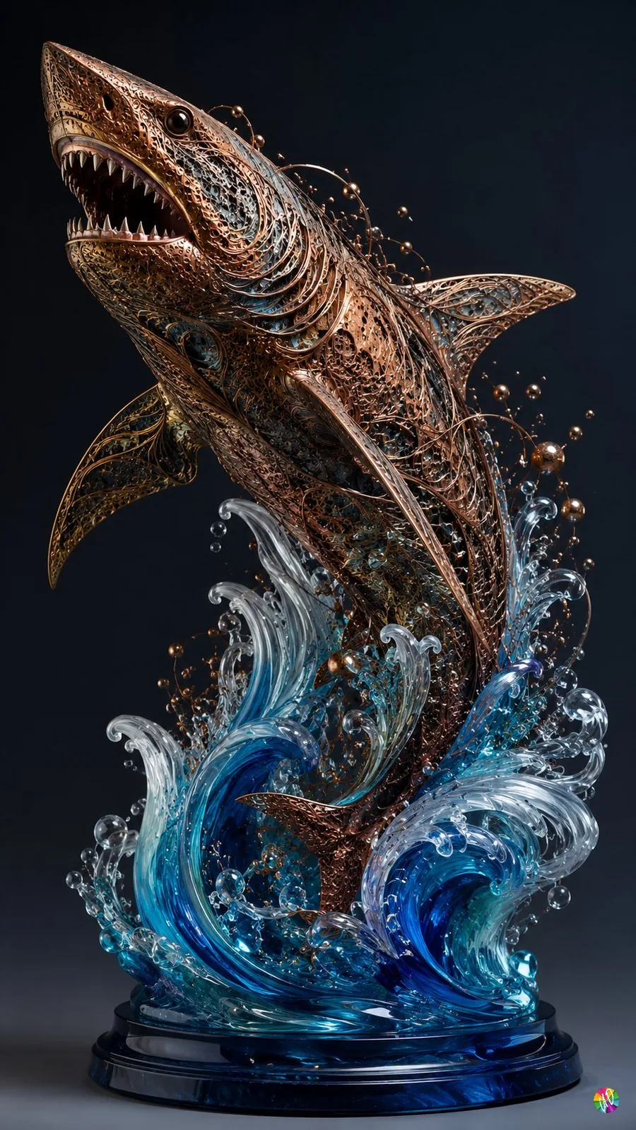 OBJECT= a shark created from Complex Generative Art composition of a hype...