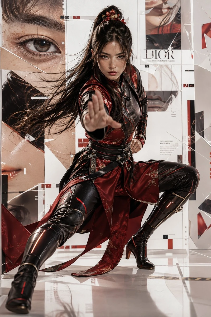Ultra-photorealistic cinematic portrait of a legendary futuristic martial...