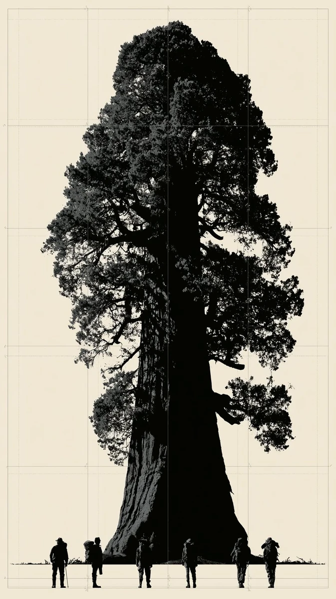 Midjourney Prompt: "Monumental Silhouette Hierarchy: Scale-Disrupted Grid...