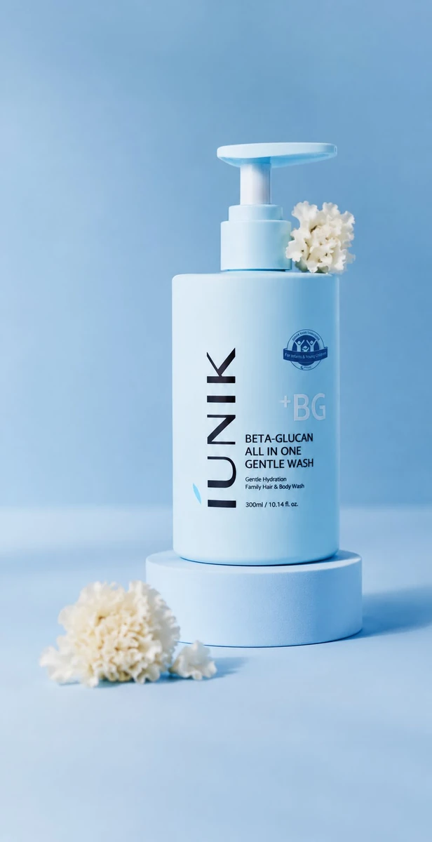 Luxury skincare product photography, pastel blue monochrome aesthetic, si...