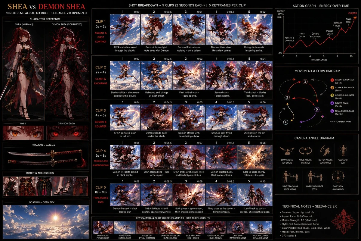 professional cinematic storyboard board layout, image reference sheet, sh...