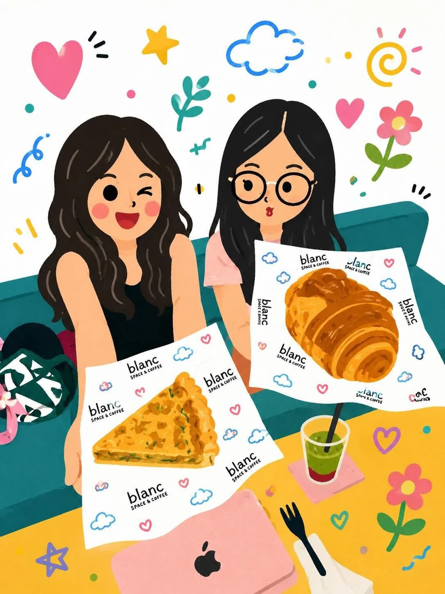 Cute whimsical hand-drawn illustration in a playful kawaii storybook styl...