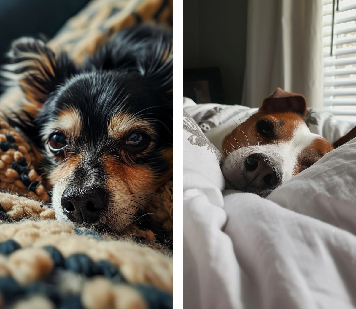 A phone photo of a sick dog