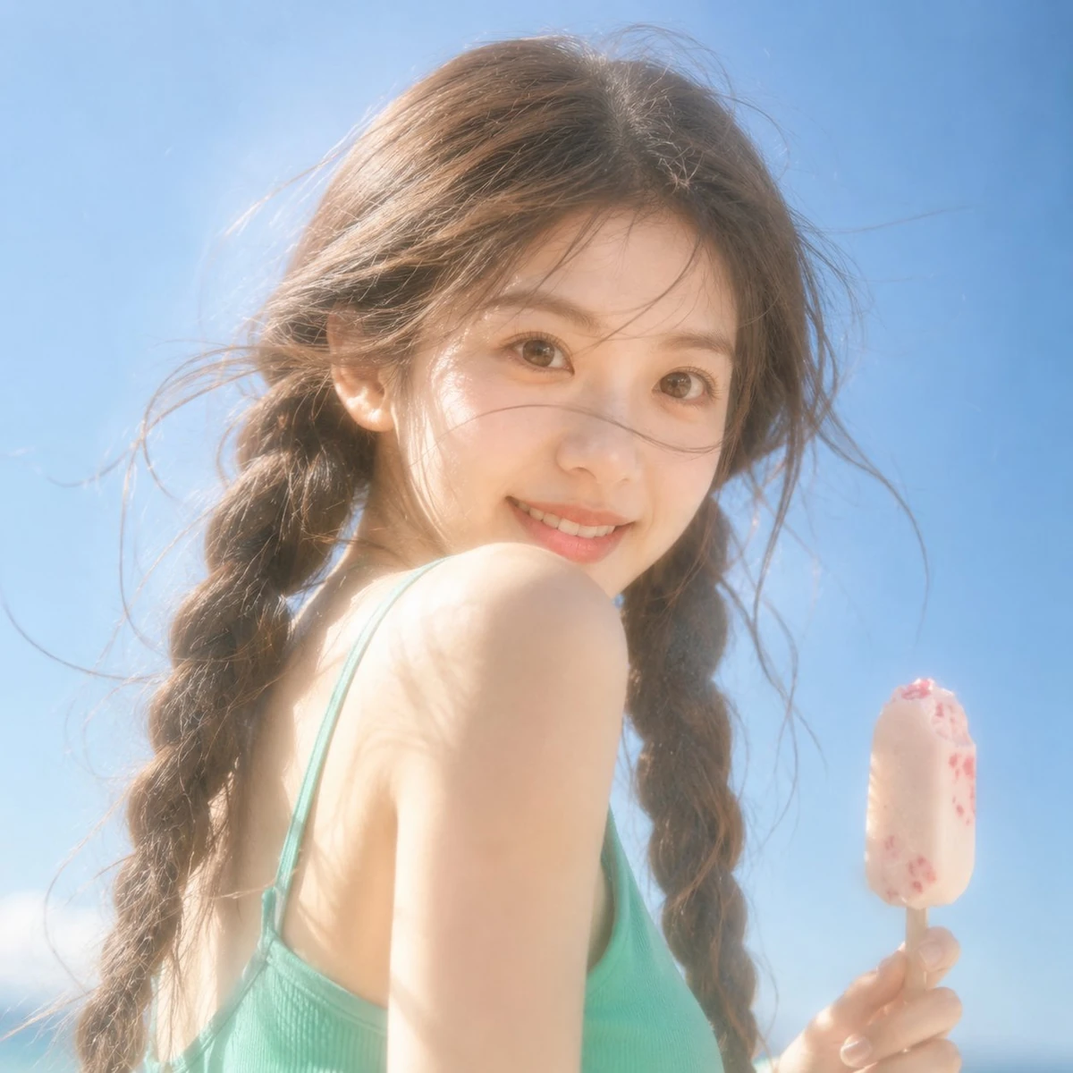 Dreamy summer soft-focus portrait, with that breezy coming-of-age film vibe