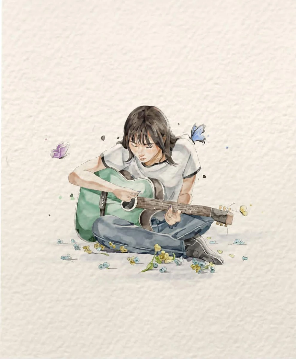 A delicate watercolor storybook illustration on textured handmade paper....