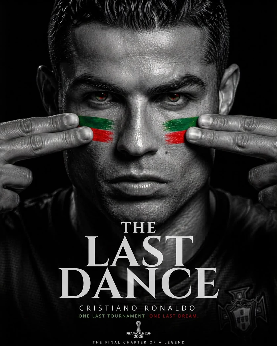 Ultra-realistic FIFA World Cup 2026 poster, dramatic black-and-white cine...