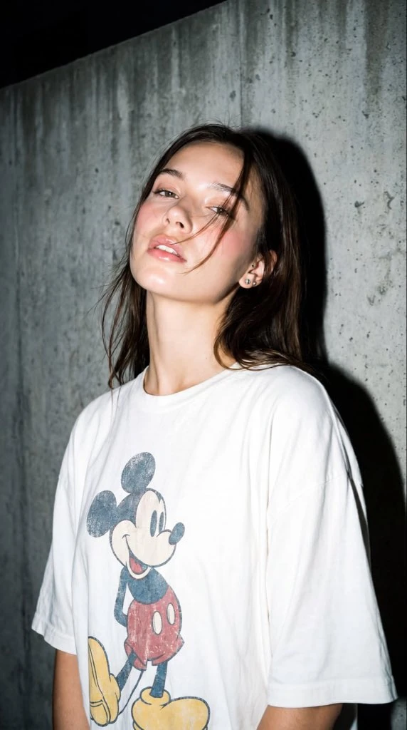 A high-resolution, close-up editorial-style portrait of a young woman sta...