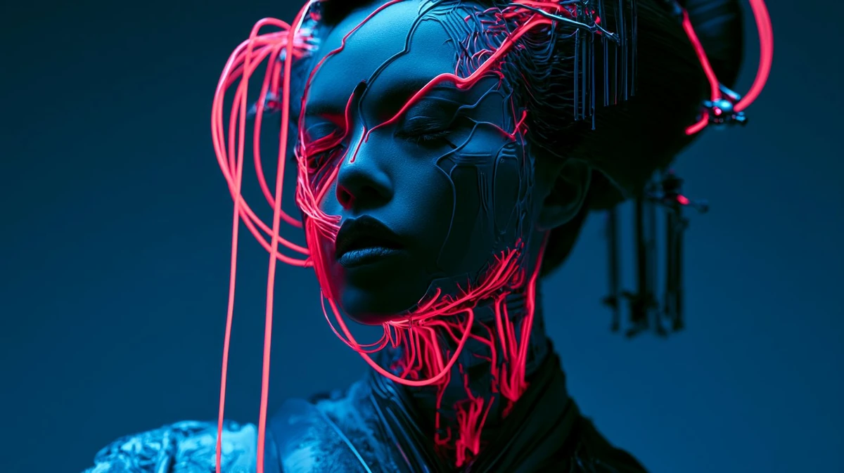 Midjourney Prompt: "Monochromatic Subject + Neon Force Field Incision