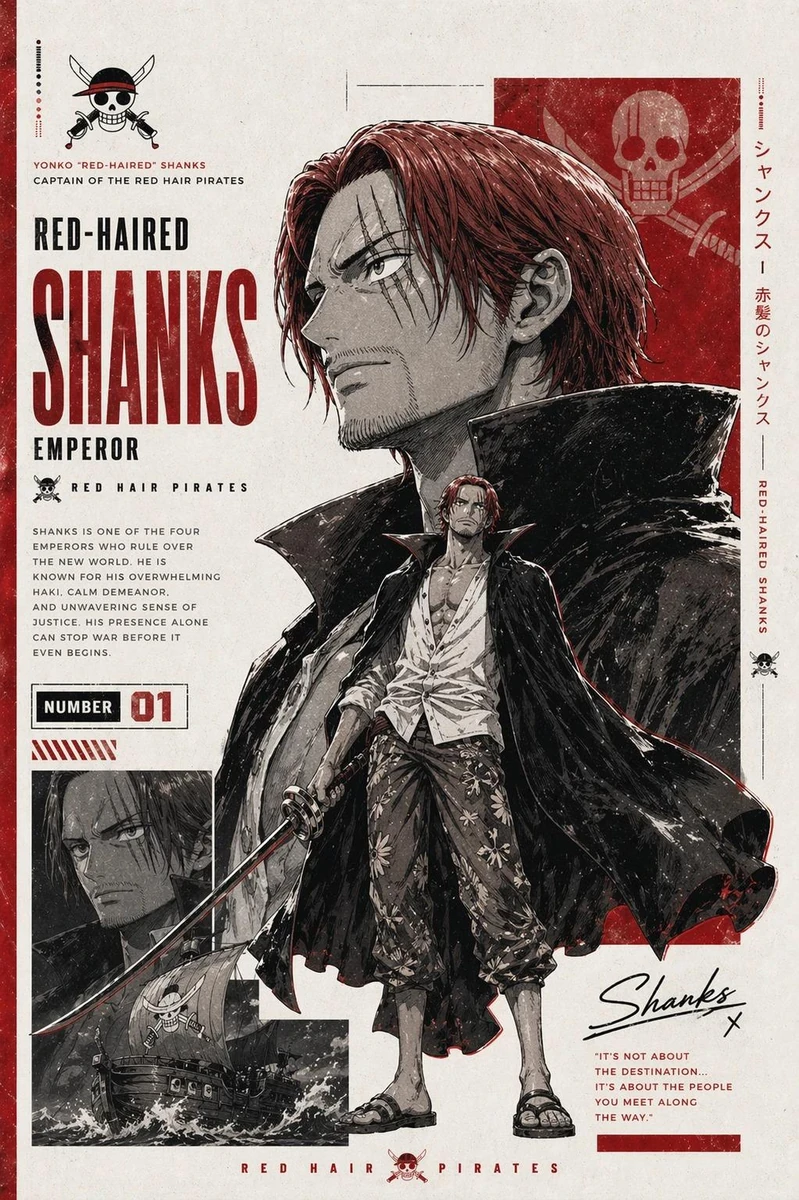 Epic anime character poster design inspired by classic manga cover layout...