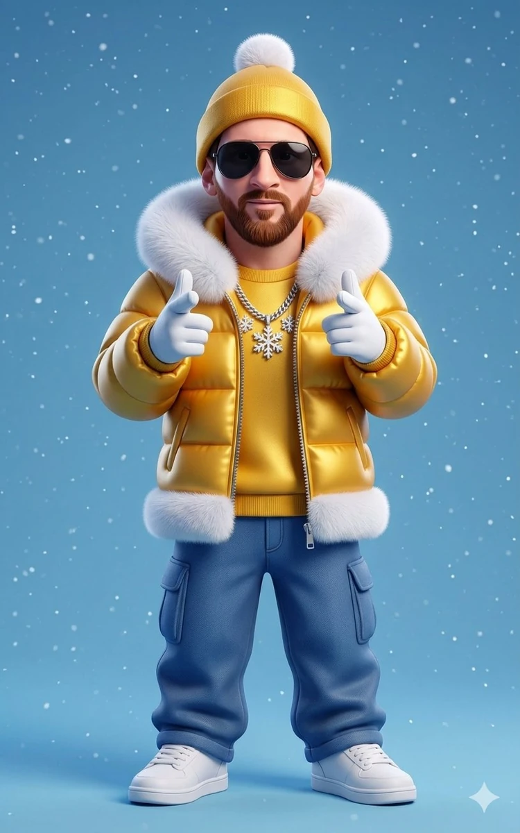 Stylized 3D cartoon a man "image Uploaded" in modern streetwear, full-bod...