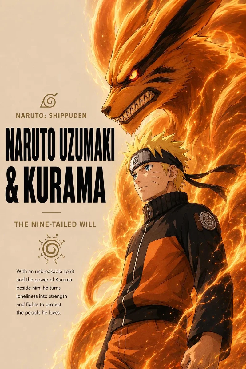 Epic anime character showcase poster featuring a powerful young warrior s...