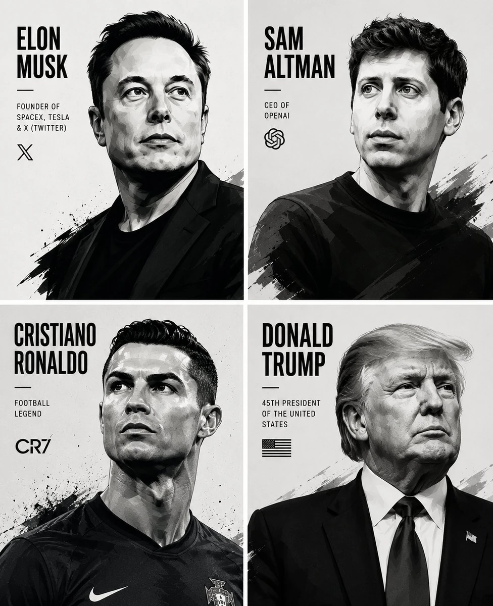 Top Left: Elon Musk
