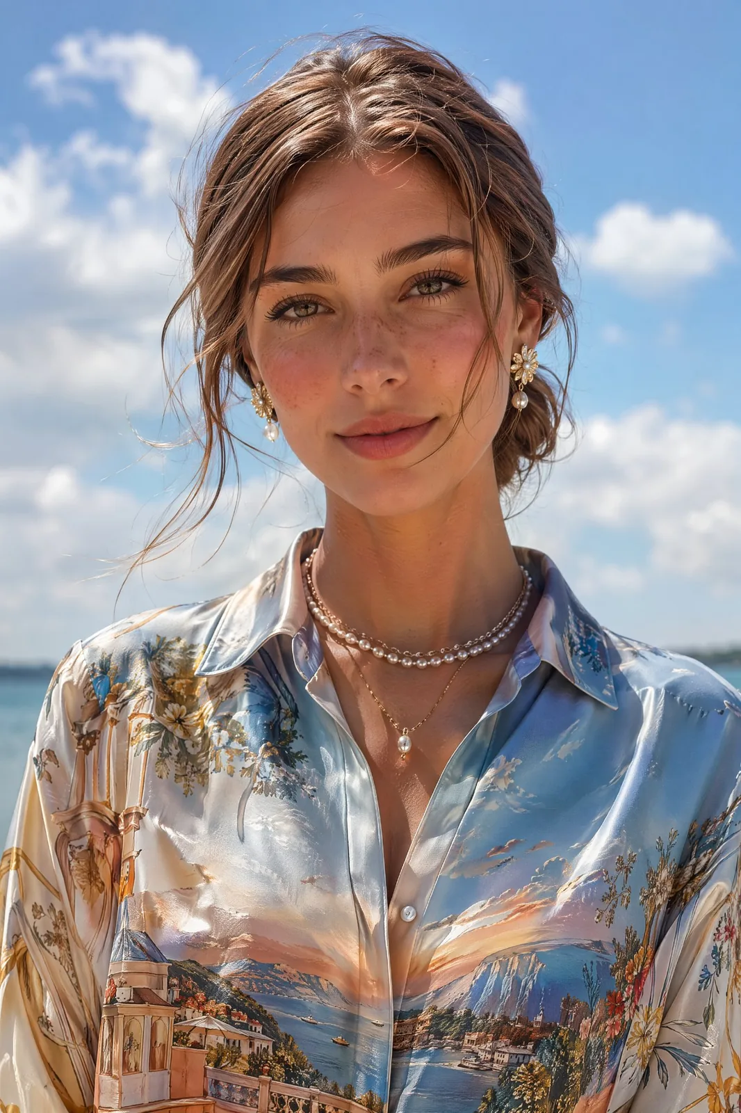 Ultra-realistic luxury fashion portrait of a naturally beautiful young wo...