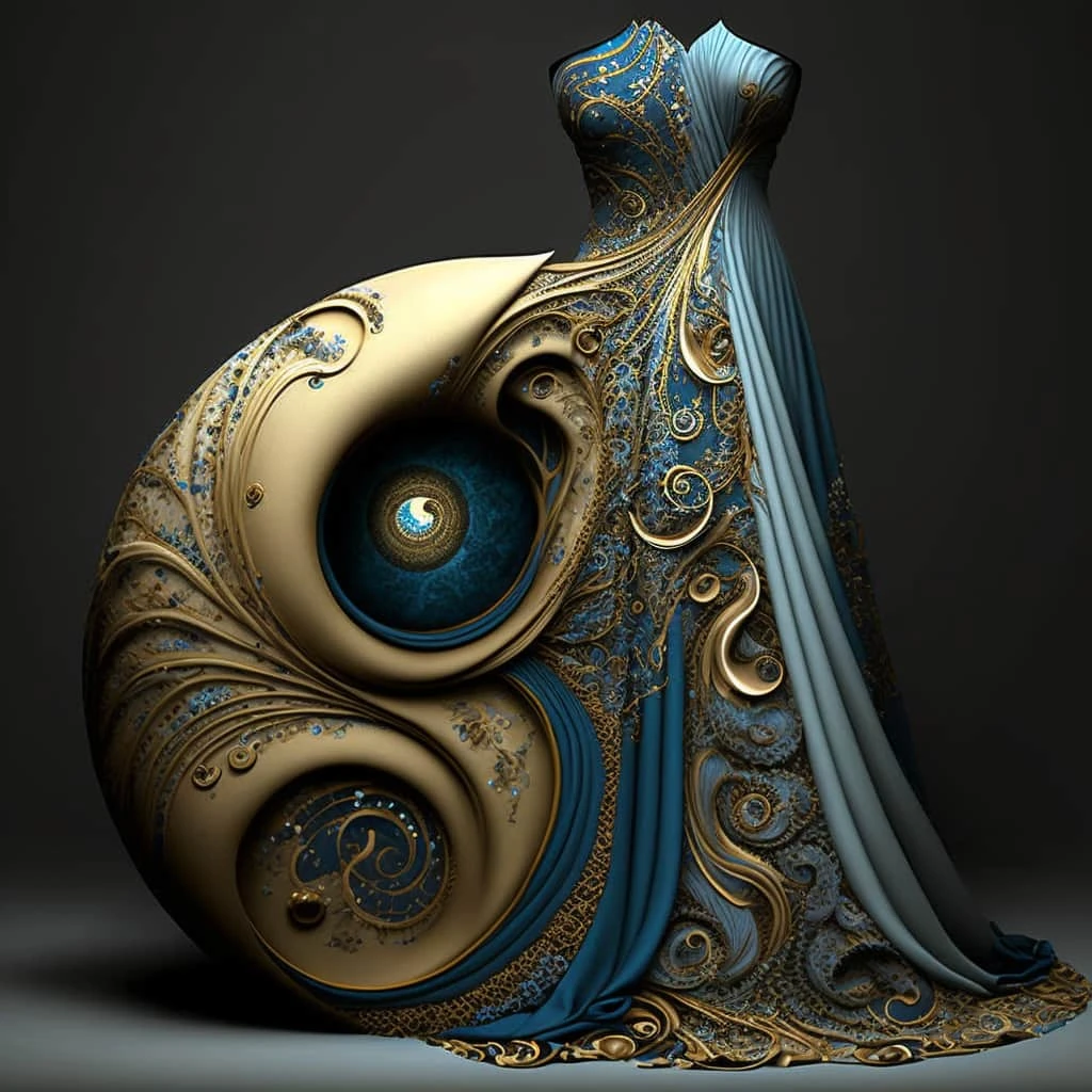 Ying yang fashion, elegant gown, intricate details, exquisite elegance, b...