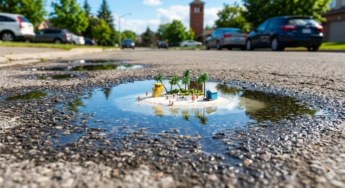 Nano Banana Pro turned a rain puddle into a 8K tropical universe.