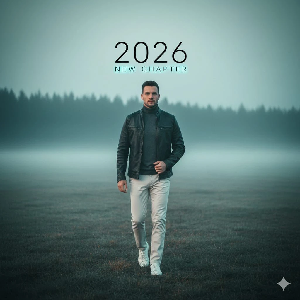 Ultra-realistic cinematic portrait — vertical frame — of a confident man...