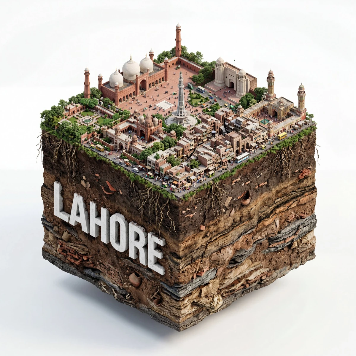 A hyper-realistic, isometric 3D diorama of [CITY NAME] presented as a det...