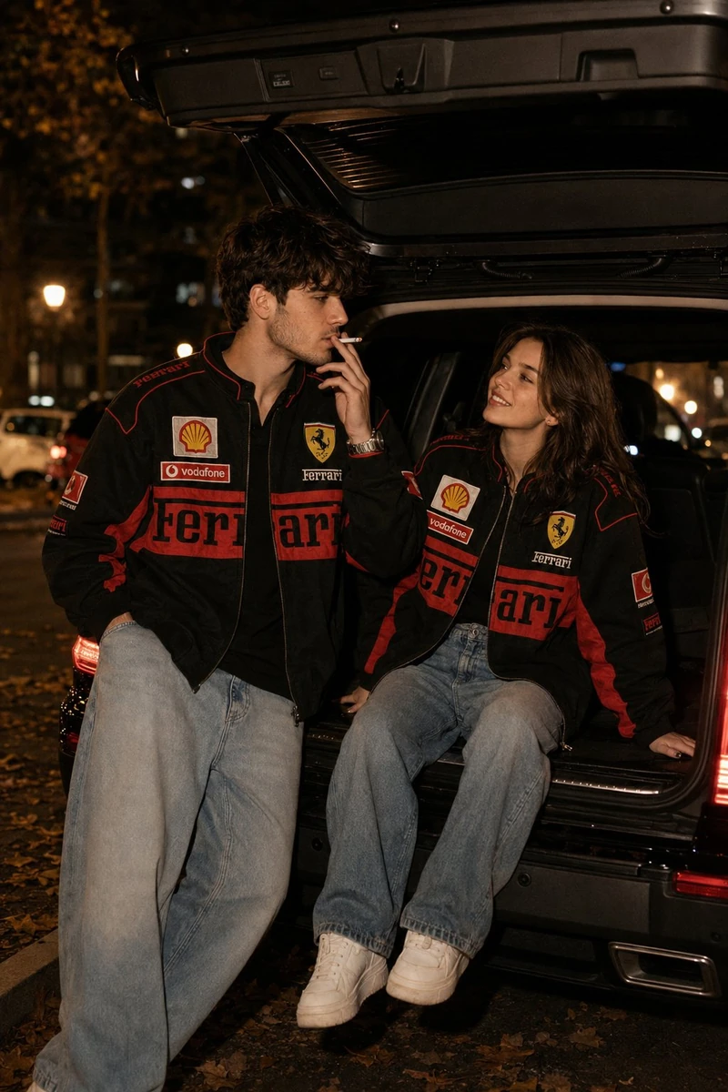 A cinematic ultra realistic nighttime lifestyle portrait featuring a fash...
