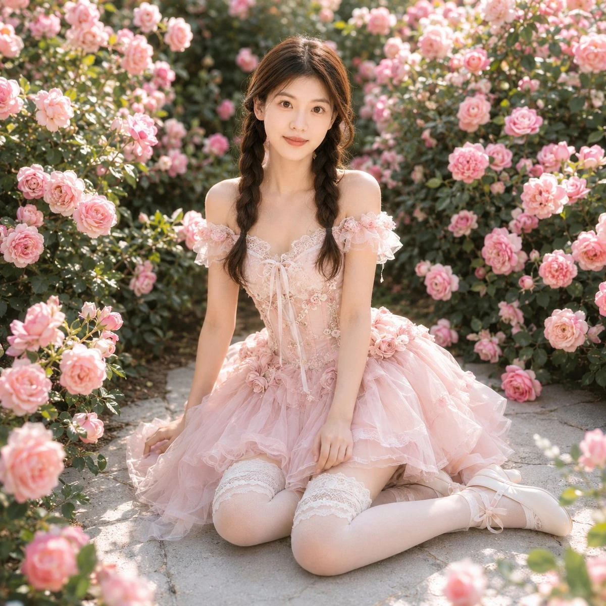 A dreamy rose garden portrait