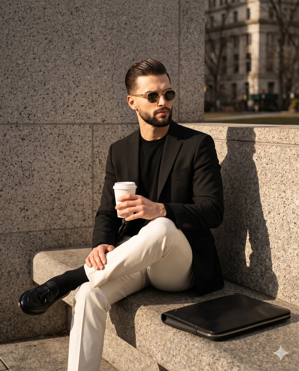 A serious and confidently posed male in his mid-30s sits facing the camer...