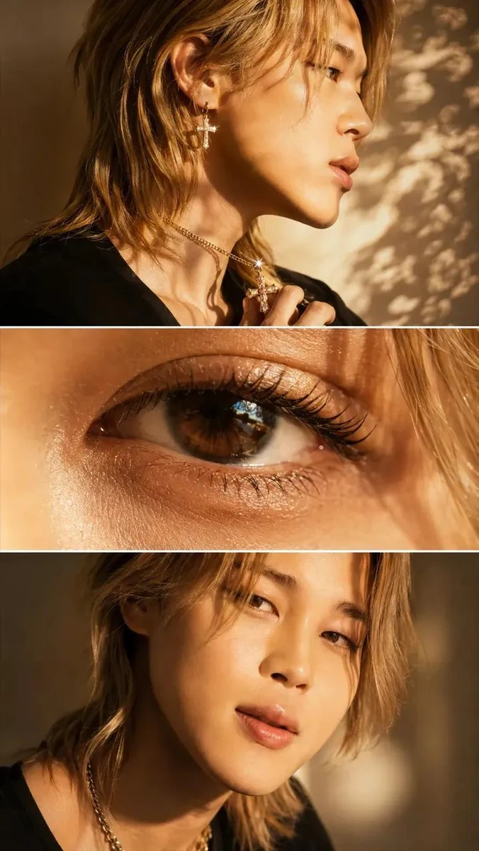 Ultra-realistic luxury beauty editorial collage, three-panel vertical com...
