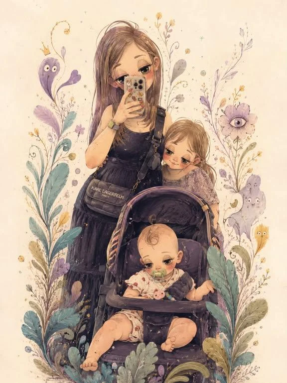 Whimsical surreal hand-drawn cartoon illustration of the attached photo....