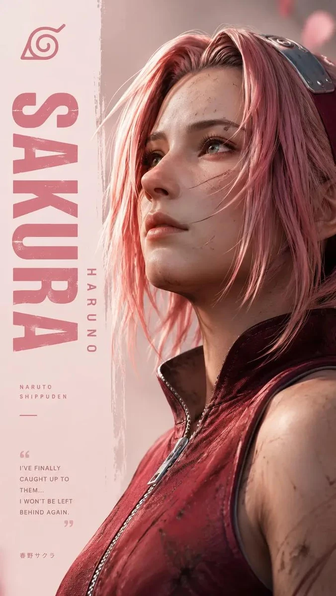 Hyper-realistic cinematic poster of Temari from Naruto Shippuden. Close-u...