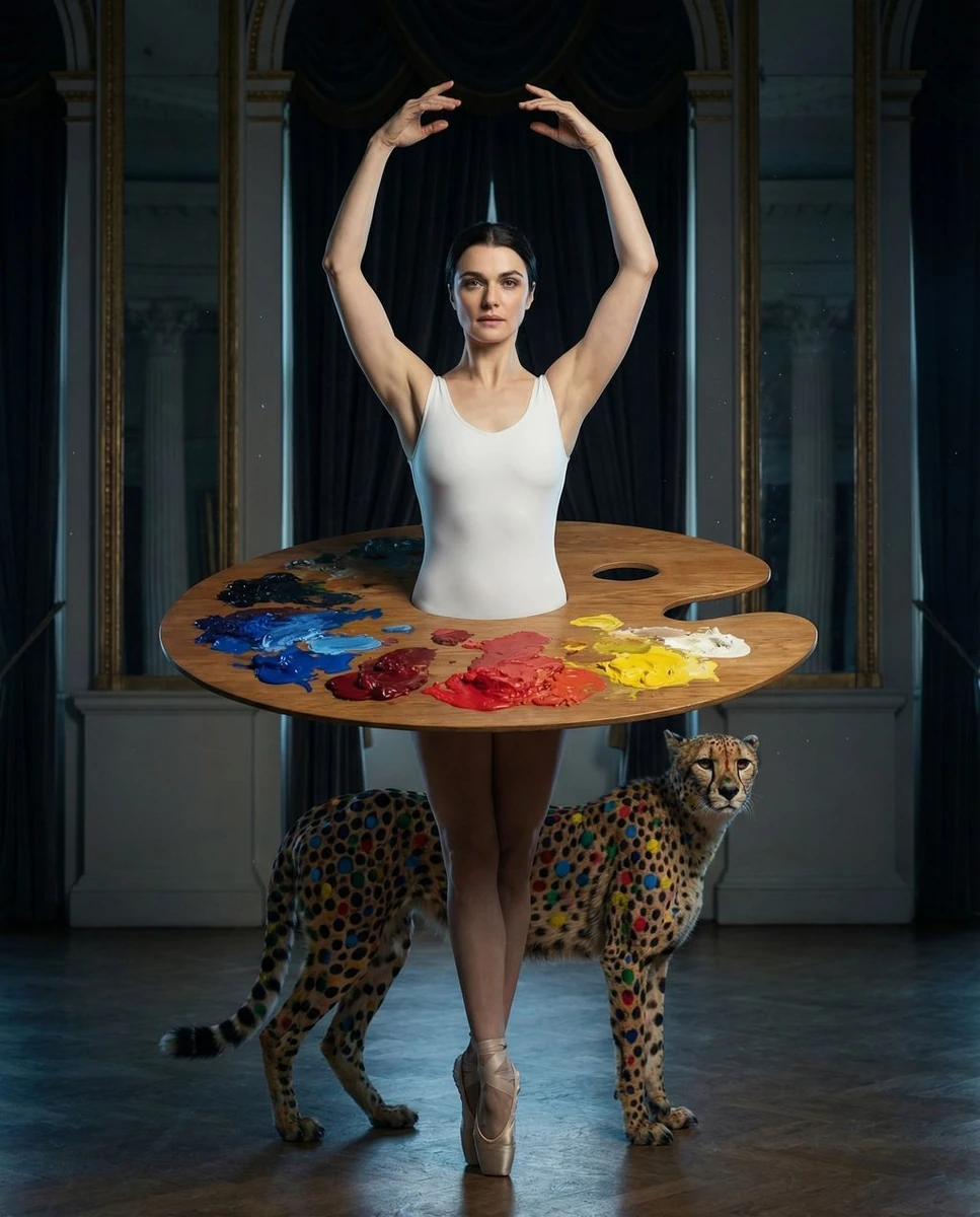 vibe_title_en": "Surreal Symmetry: The Wooden Palette and Painted Cheetah",
