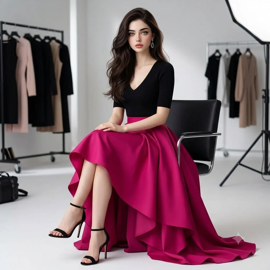 high-fashion editorial studio portrait of a