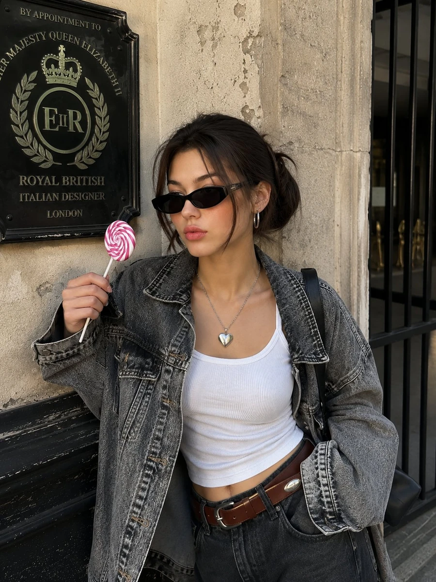 Ultra realistic candid photo of a stylish young Korean woman standing cas...