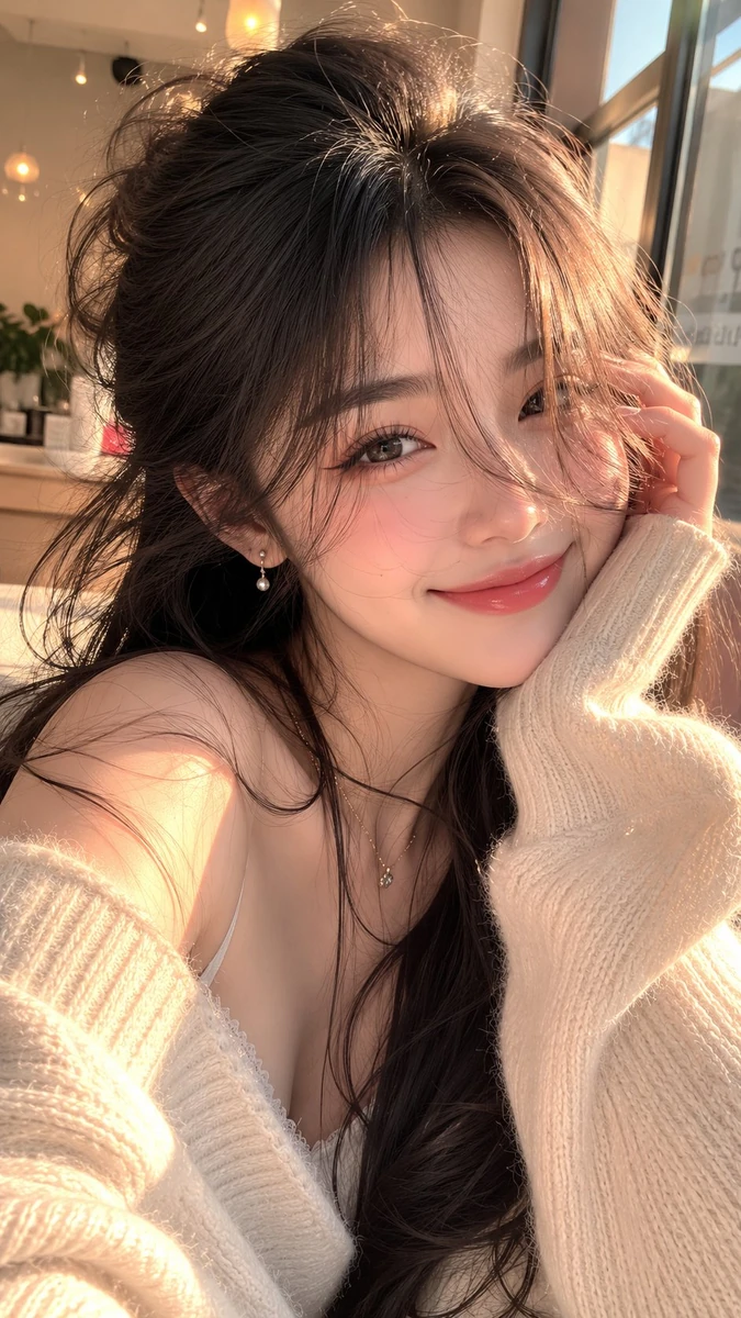 Photorealistic close-up portrait of an exceptionally cute and beautiful y...