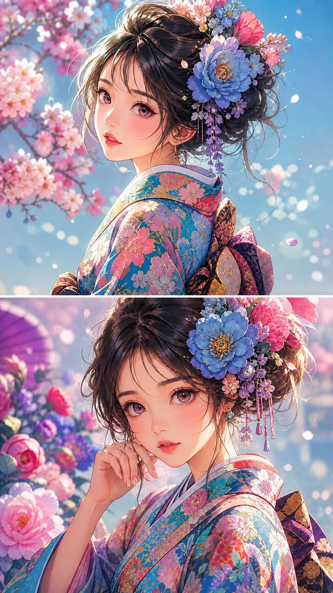 Ultra-detailed anime-style portrait of a young girl with large expressive...