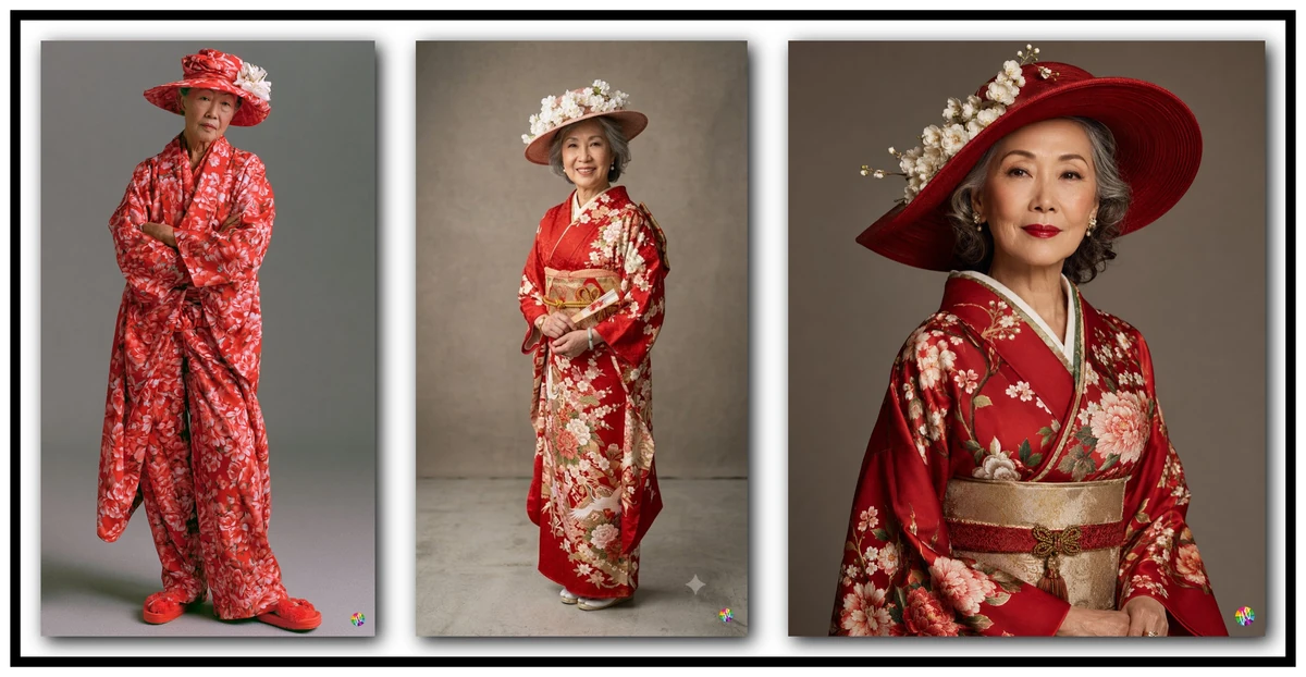 Fashion photography. A photorealistic studio image of an elegant older As...