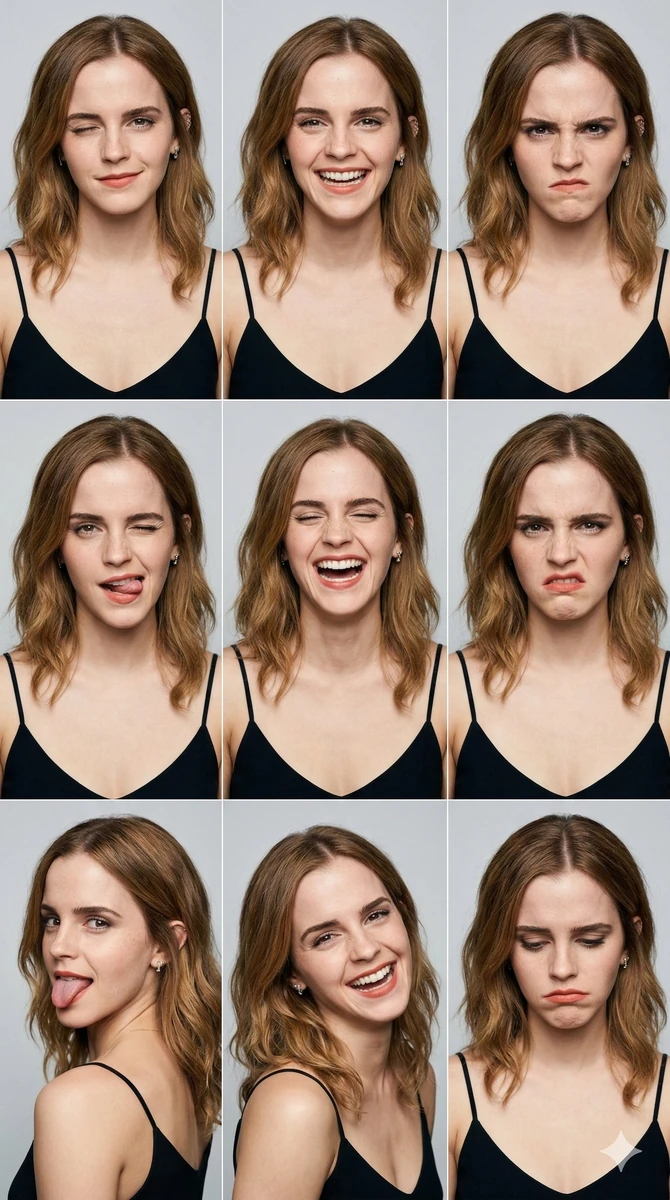 A professional 3x3 grid layout of 9 high-quality portrait photos featurin...