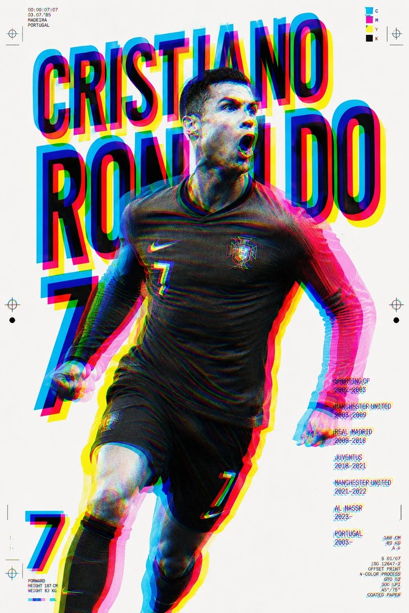 Christiano Ronaldo Contemporary sports poster inspired by offset printing...