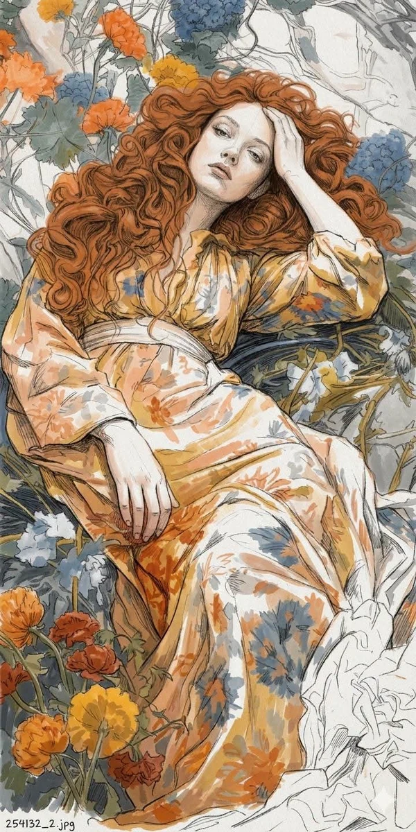 Color applied over sketch, not sketch hidden by color, visible black penc...