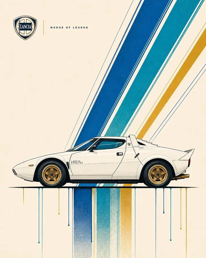 Ultra-clean automotive poster design featuring a [CAR], perfect side prof...