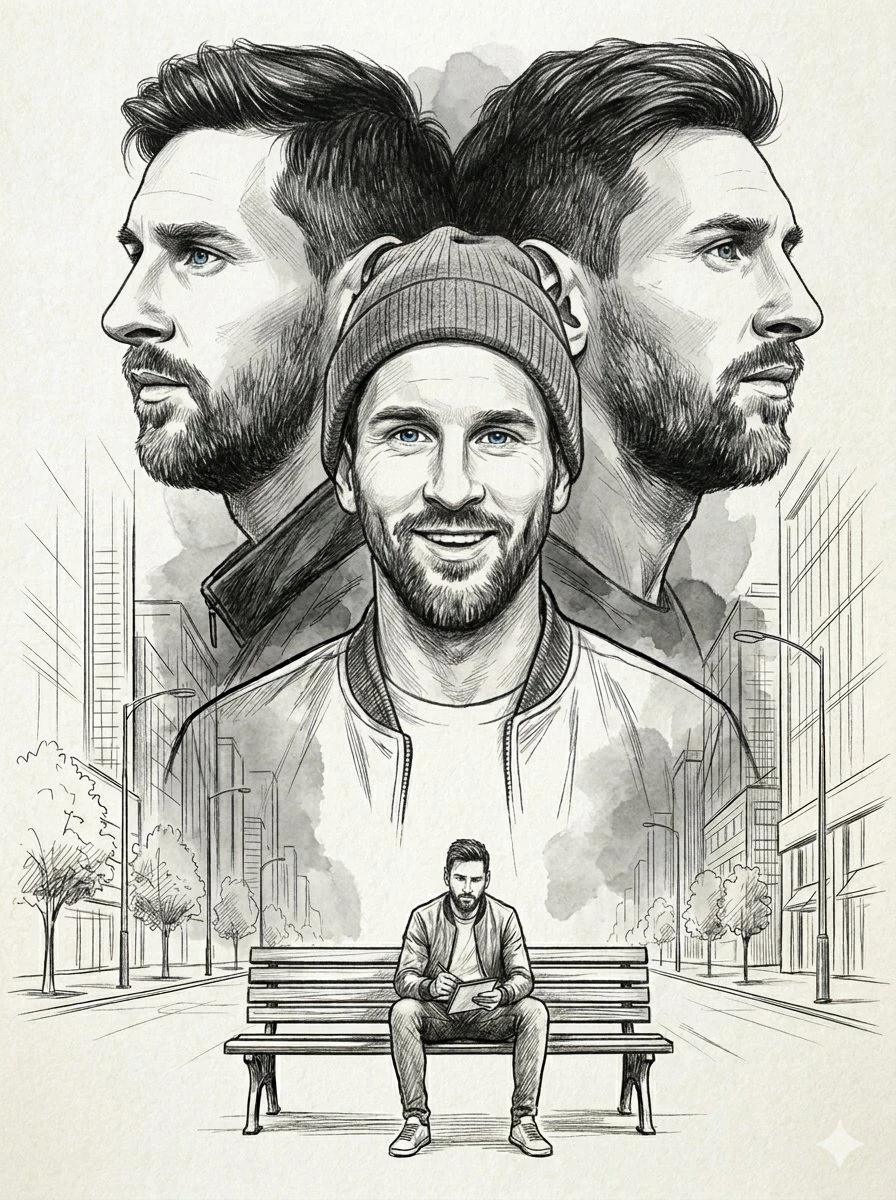 Ultra-detailed monochrome pencil sketch illustration featuring a charisma...