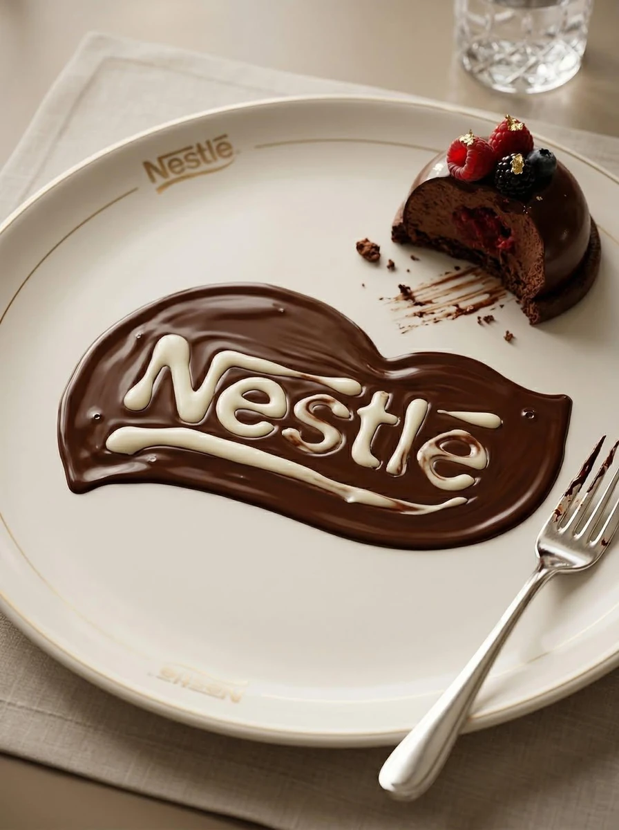Transform the uploaded logo into a realistic dessert scene where the logo...
