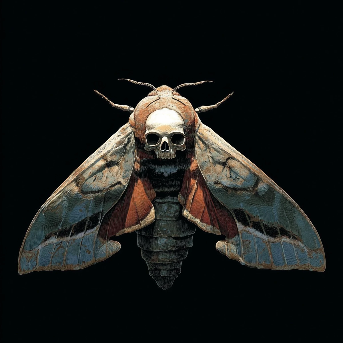 Vintage Death's-Head Moth Lithograph