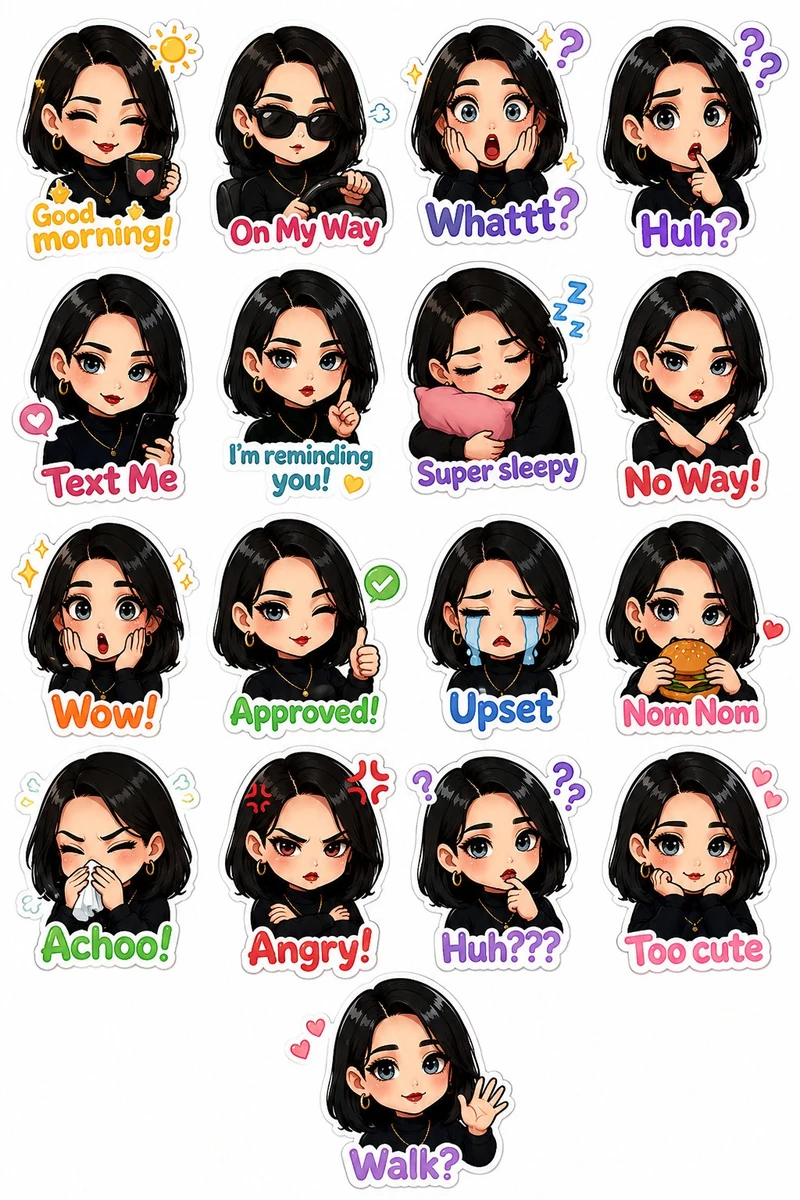Use my photograph to create a cute illustrated chibi sticker-pack.