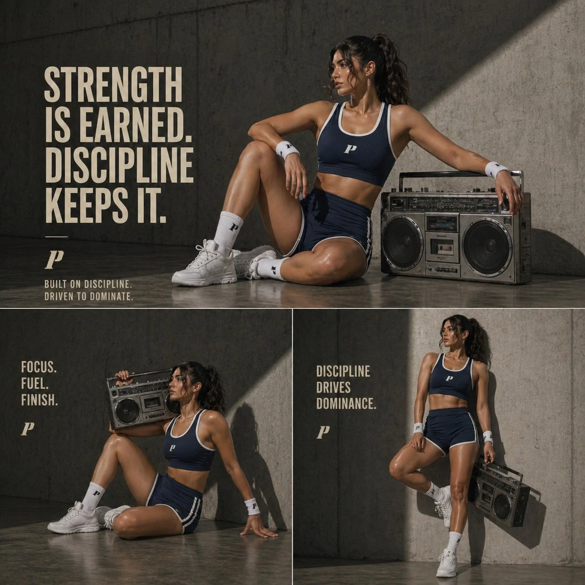 SUBJECT: A fit, athletic young woman (different face, not referencing any...