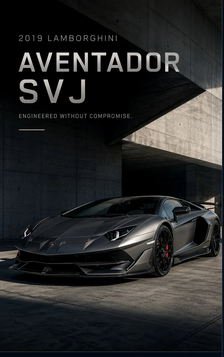 Luxury automotive sales sheet with a unique modern editorial layout.
