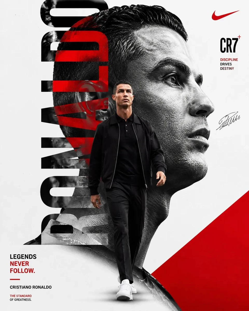 Ultra-premium minimalist sports poster featuring a confident man walking...