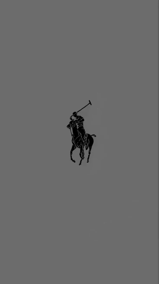 Minimal luxury fashion wallpaper, tiny black silhouette of a polo rider o...