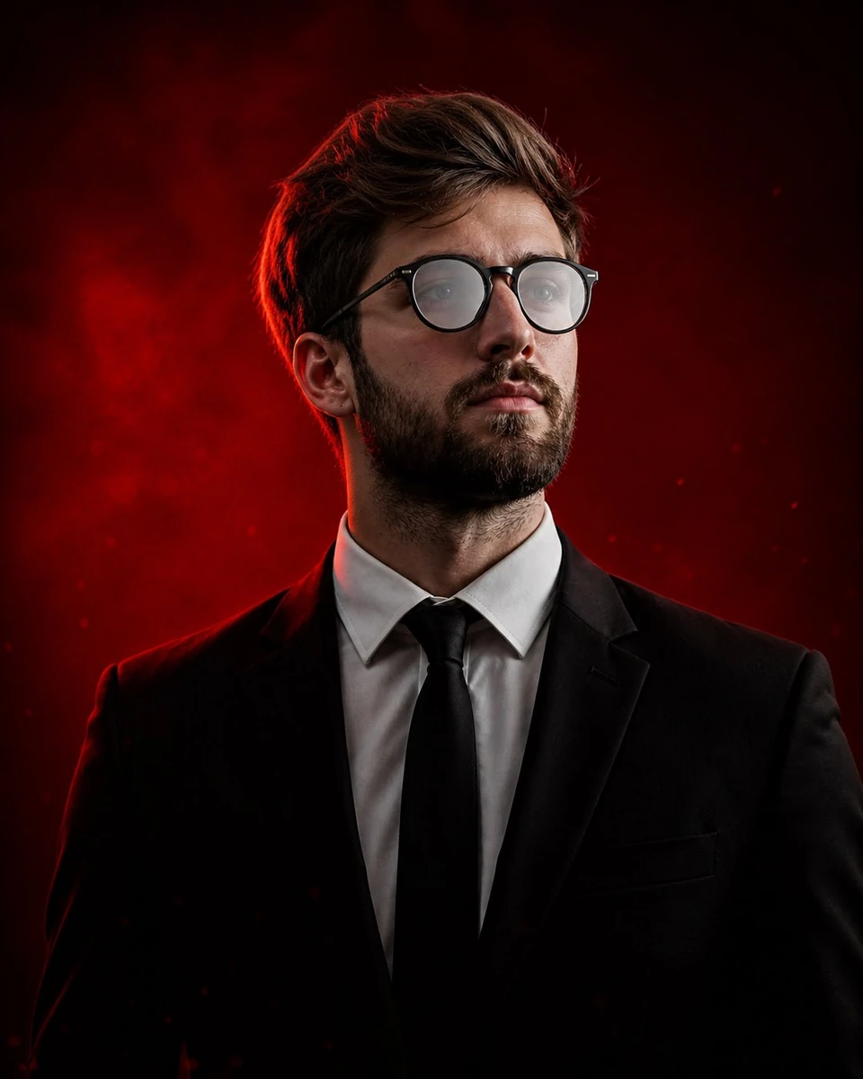 Ultra-realistic cinematic portrait of a young man with fair skin, messy b...