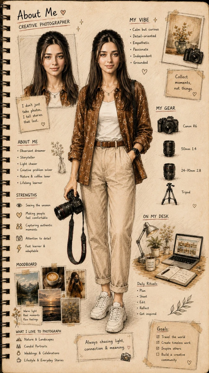 Turn the uploaded photo into a detailed hand-drawn sketchbook character s...